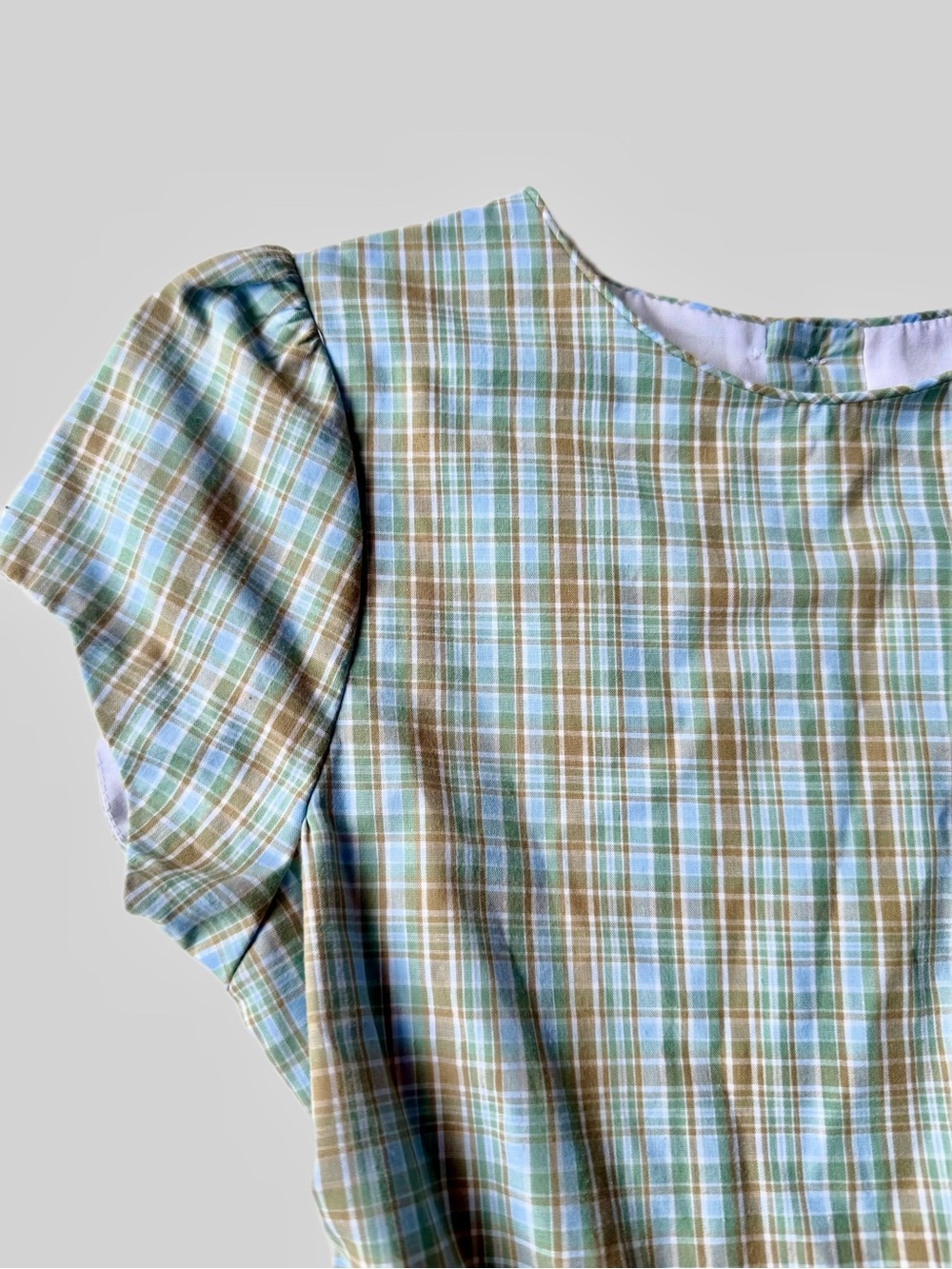 Bailey Boys Size 8 Girls Plaid Dress Sage Green Gold Vintage Prep Ruffled Sash - Picture 7 of 11
